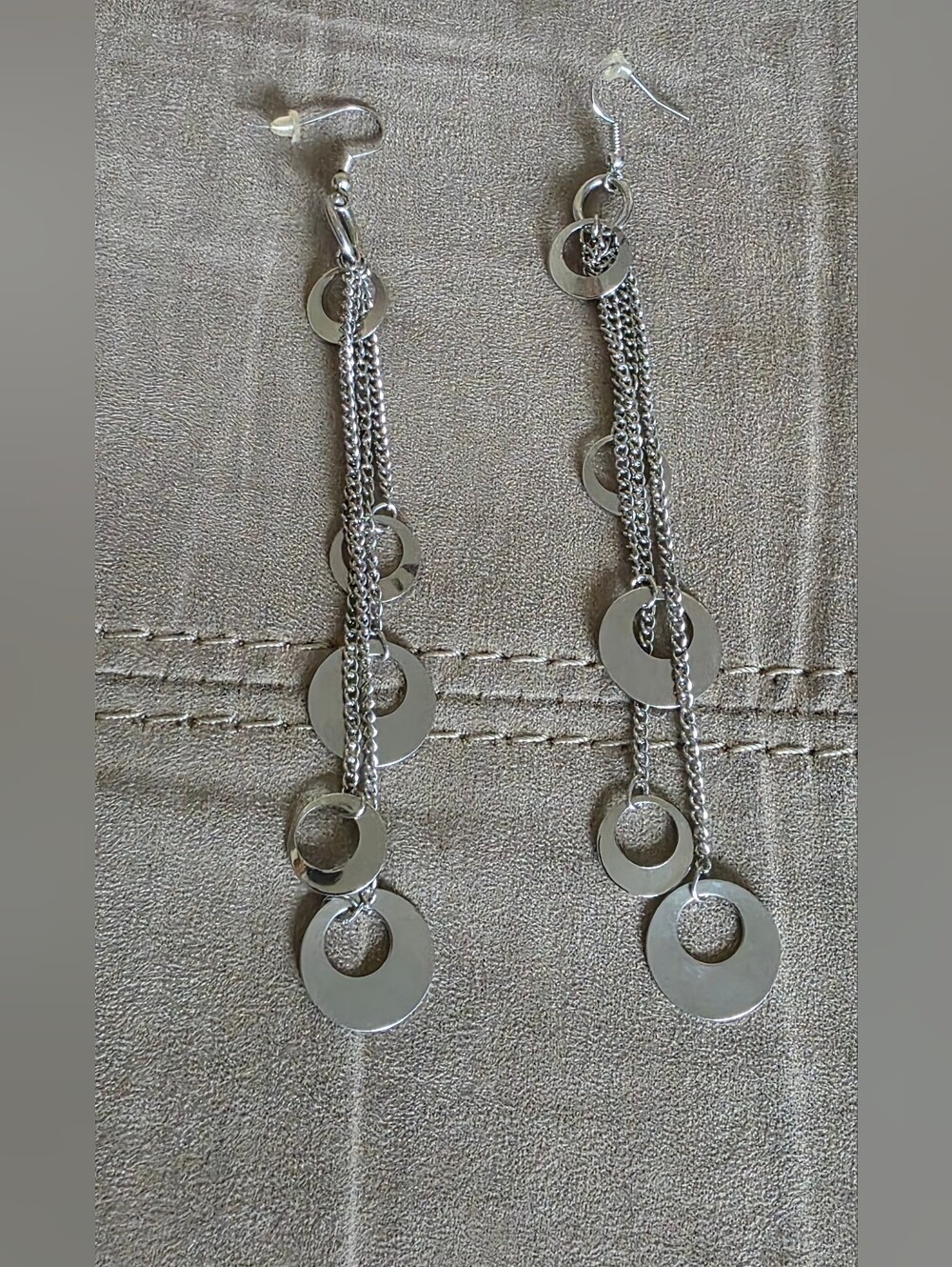 Long Chain And Disc Earrings